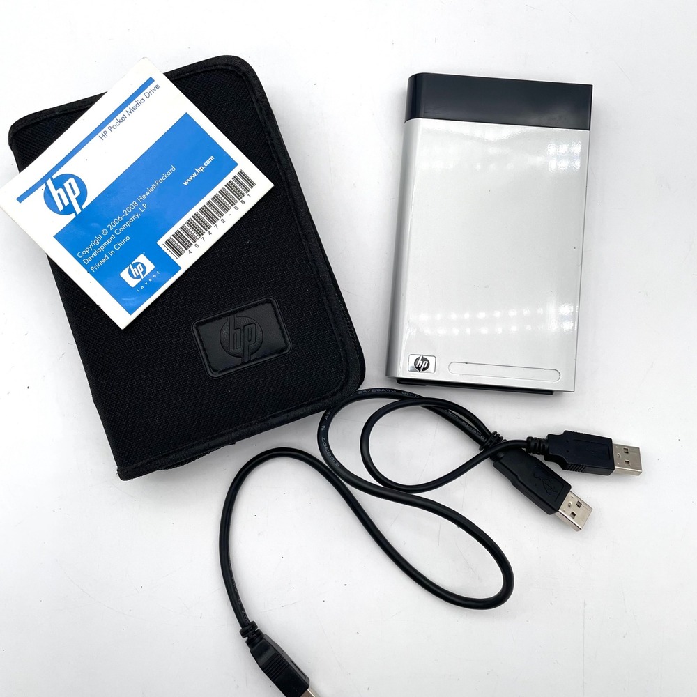 HP Pocket Media Drive 250GB PD2500s Silver Good Portable External HDD Case